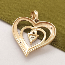 Load image into Gallery viewer, Ladies Pendant 9ct (375, 9K) Yellow Gold Diamond Chip Double Heart Pendant
