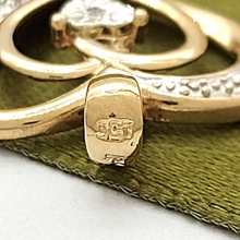 Load image into Gallery viewer, Ladies Pendant 9ct (375, 9K) Yellow Gold Diamond Chip Double Heart Pendant