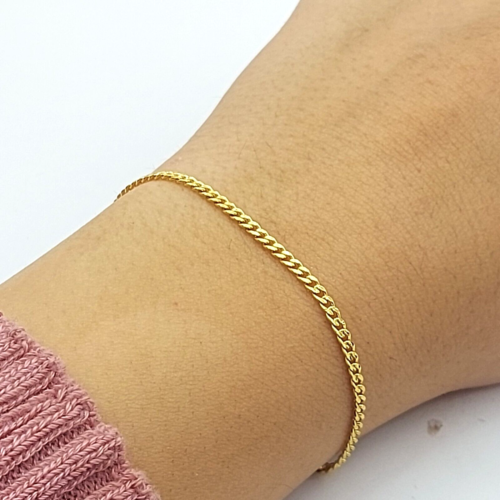 Ladies 14ct (585, 14K) Real Yellow Gold Curb Link Chain Bracelet