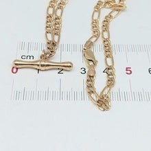 Load image into Gallery viewer, Ladies Yellow Gold 9ct (375,9K) Rare Antique Figaro Chain Pinched T-bar Necklace