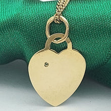 Load image into Gallery viewer, Ladies Yellow Gold 9ct (375, 9K) Plain Engravable Heart & Diamond Chip Pendant