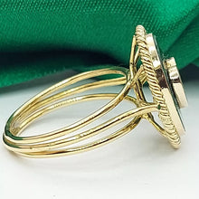 Load image into Gallery viewer, Ladies Yellow Gold 14ct (585, 14k) Oval Malachite W/ Natural Diamonds Love Ring