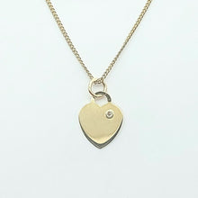 Load image into Gallery viewer, Ladies Yellow Gold 9ct (375, 9K) Plain Engravable Heart & Diamond Chip Pendant