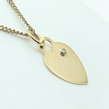 Load image into Gallery viewer, Ladies Yellow Gold 9ct (375, 9K) Plain Engravable Heart & Diamond Chip Pendant