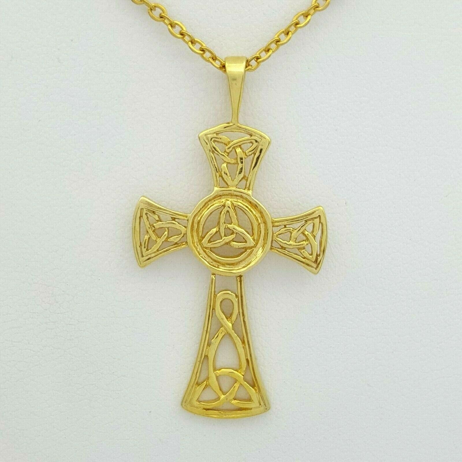Ladies Pendant 9ct (375, 9K) Yellow Gold Fancy Cross Pendant