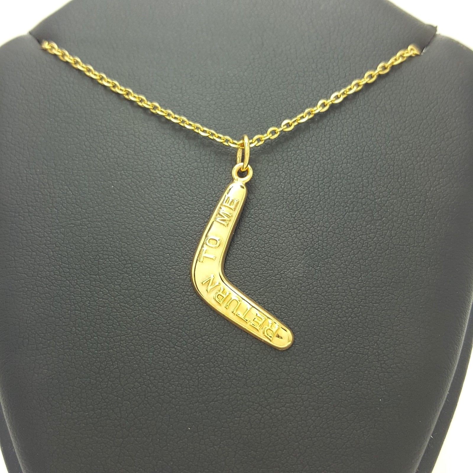 Antique Style Pendant 9ct (375, 9K) Yellow Gold 'Return To Me' Boomerang Pendant