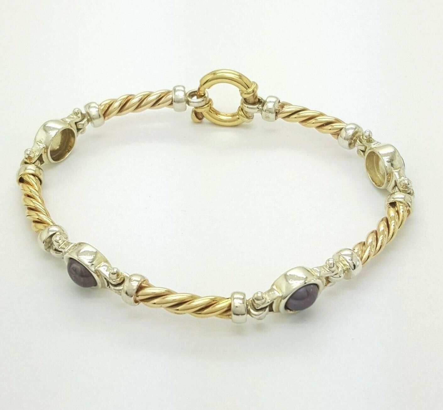 Ladies 9ct (375,9K) Two Toned Yellow & White Gold Natural Black Pearl Bracelet