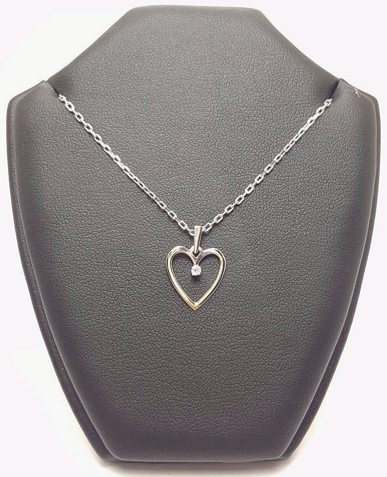 18ct (750,18K) White Gold Diamond Heart Necklace