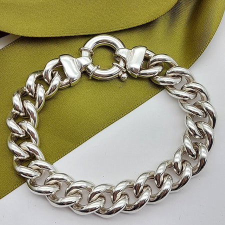 Unisex 925 Sterling Silver Curb Chain Bracelet