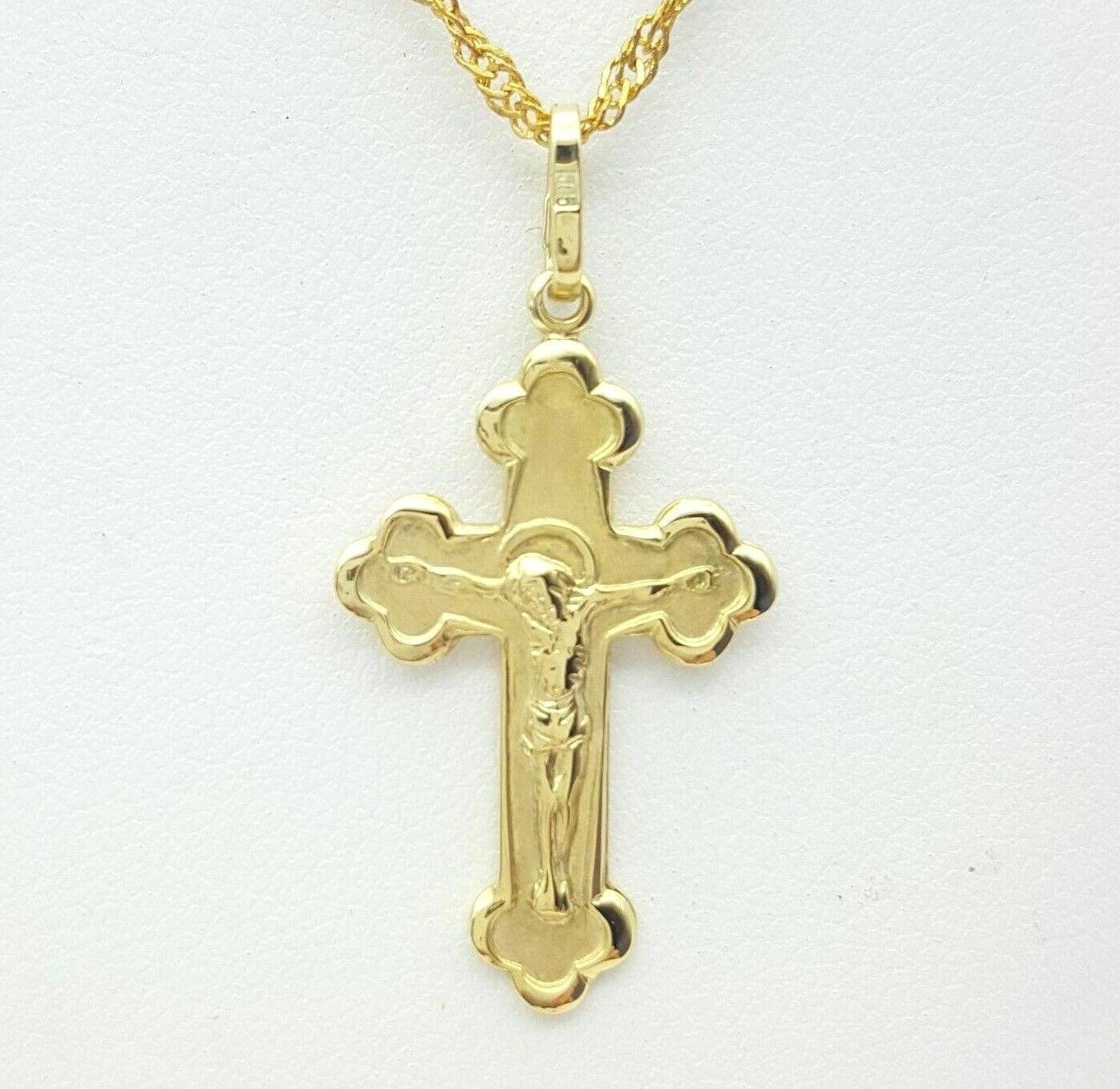 Unisex Pendant Only 14ct (585, 14K) Yellow Gold Crucifix Cross Pendant