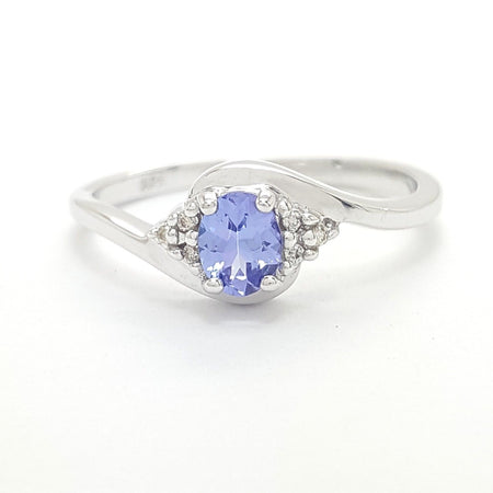 9ct (375, 9K) White Gold Tanzanite and Diamond Ring