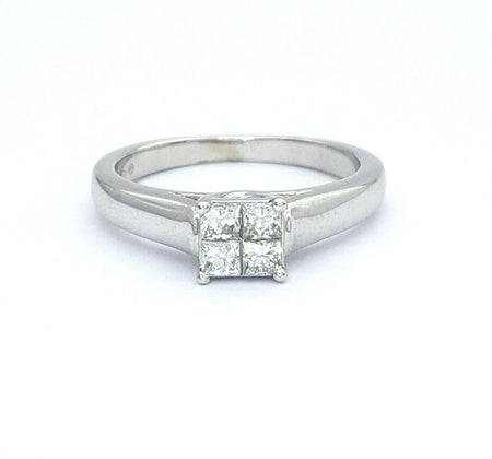 Ladies 18ct (750, 18ct) White Gold (0.35ct) Princess Cut Diamond Engagement Ring