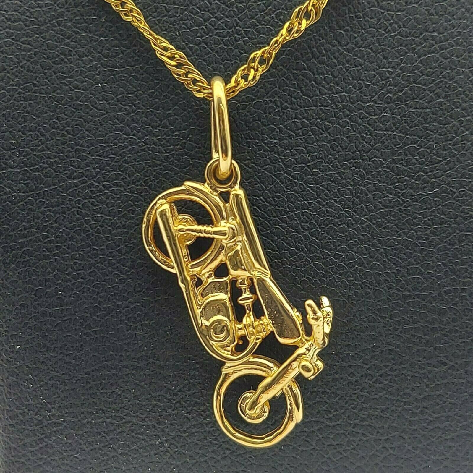 Unisex Pendant 9ct (375, 9K) Yellow Gold Motorbike Pendant