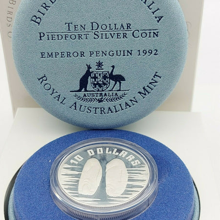 1992 Birds of Australia $10 Emperor Penguin Silver Proof Coin