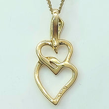 Load image into Gallery viewer, Ladies Yellow Gold 9ct (375, 9K) Interlocking Double Hearts Diamond Pendant
