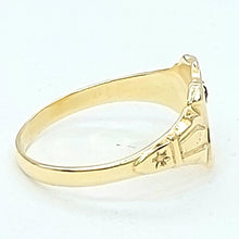 Load image into Gallery viewer, Unisex Yellow Gold 9ct (375,9k) Rare Pink Created Sapphire Shield Signet Ring
