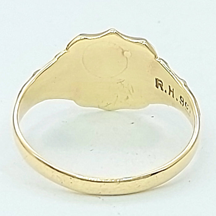 Unisex Yellow Gold 9ct (375,9k) Rare Pink Created Sapphire Shield Signet Ring