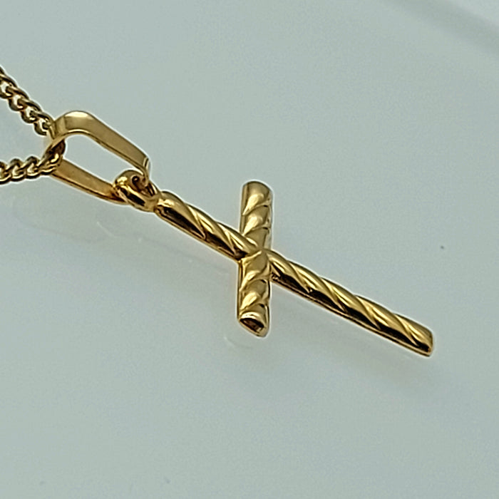 Ladies Yellow Gold 9ct (375, 9K) High Quality Twisted Design Cross Pendant
