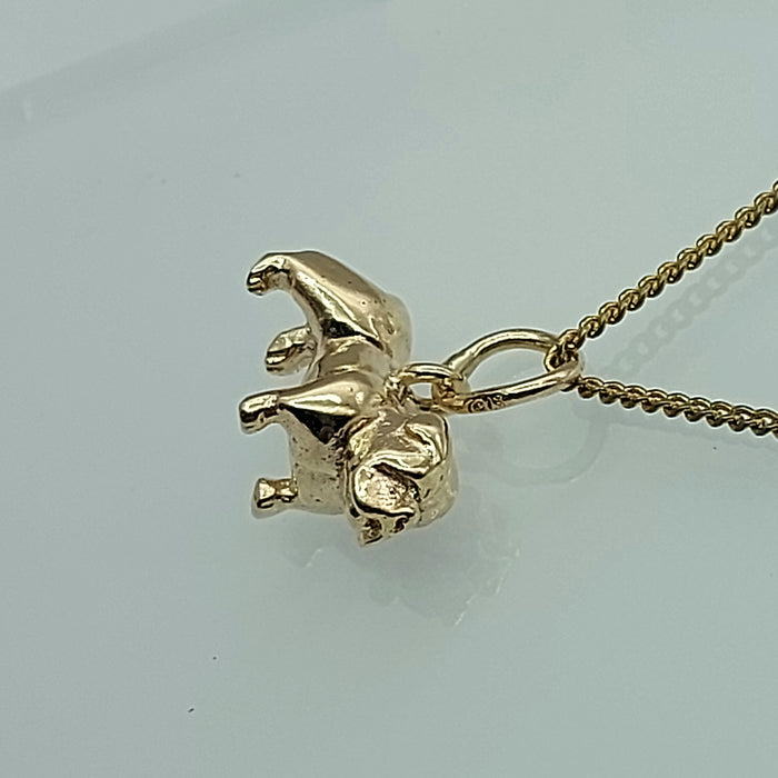 Ladies Yellow Gold 9ct (375,9K) Solid High Quality Smooth Bulldog Shaped Pendant