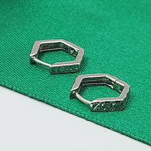 Load image into Gallery viewer, Ladies White Gold 9ct (375,9k) High Quality Diamond-Cut Hexagon Huggies
