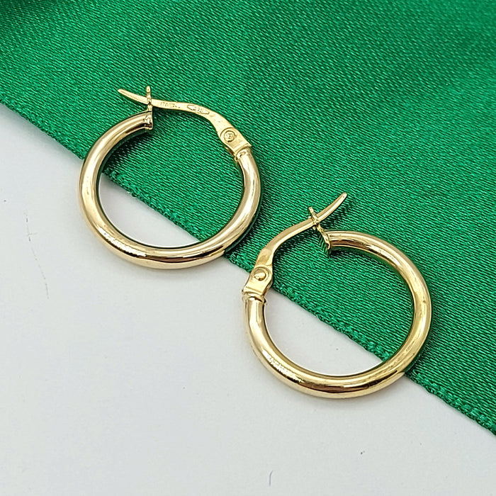 Ladies Italian Yellow Gold 9ct (375, 9K) Smooth Plain Round Hoops
