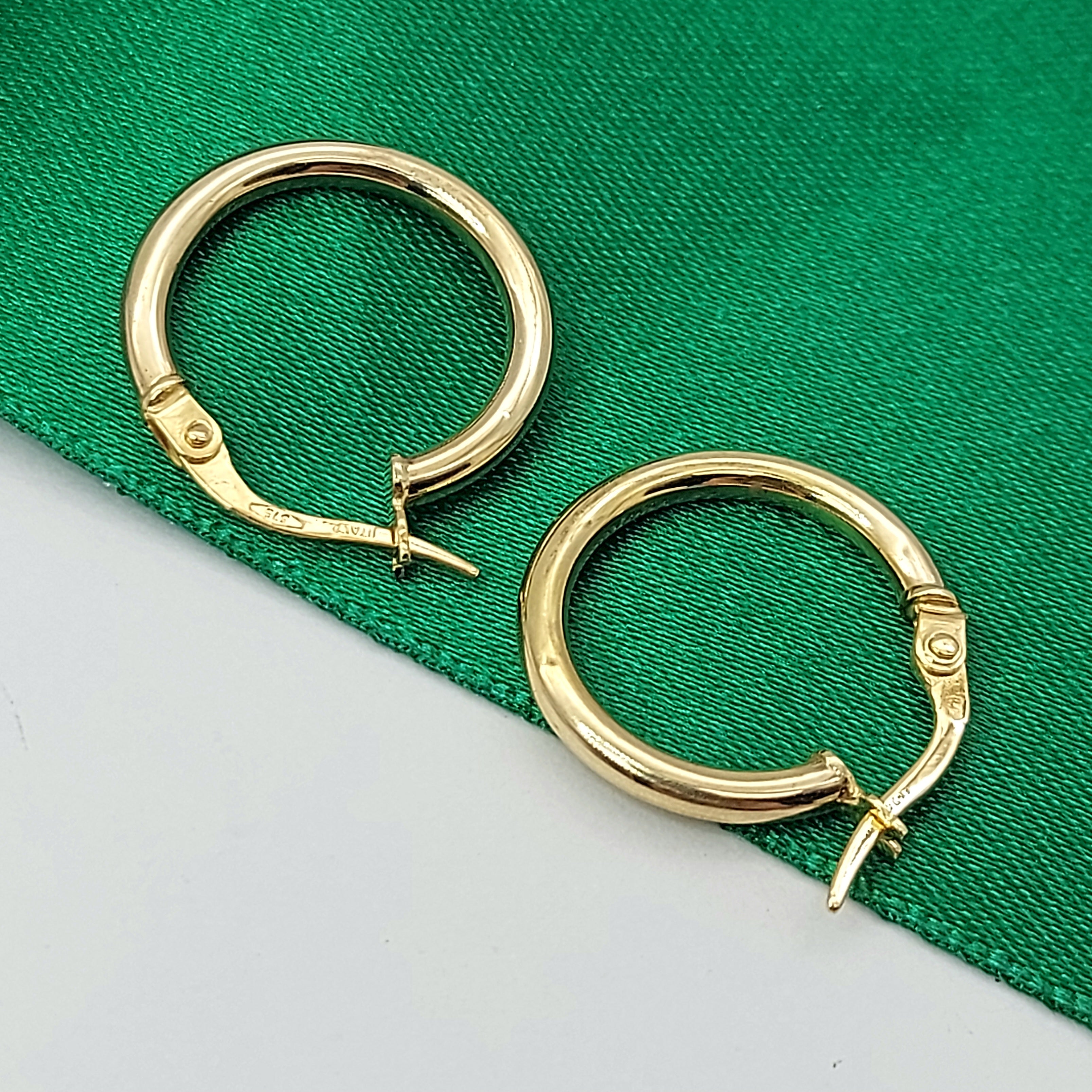 Ladies Italian Yellow Gold 9ct (375, 9K) Smooth Plain Round Hoops