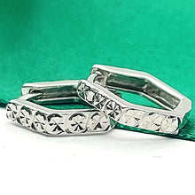 Load image into Gallery viewer, Ladies White Gold 9ct (375,9k) High Quality Diamond-Cut Hexagon Huggies
