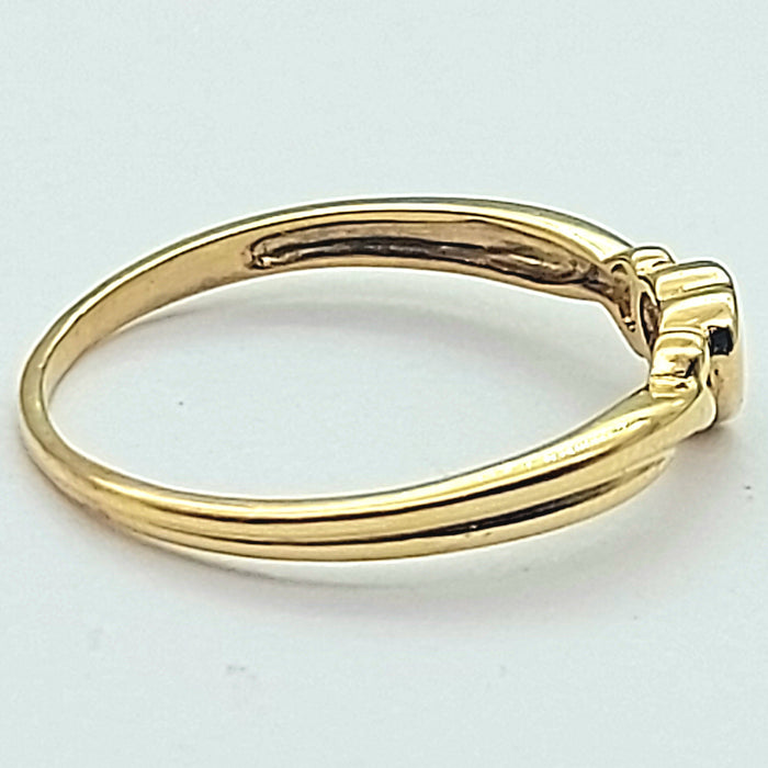 Ladies Yellow Gold 9ct (375,9k) High Quality Petite Heart Sapphire Pattern Ring