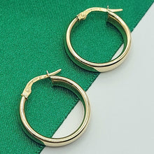 Load image into Gallery viewer, Ladies Italian Yellow Gold 9ct (375, 9K) Handmade Smooth Plain Round Hoops
