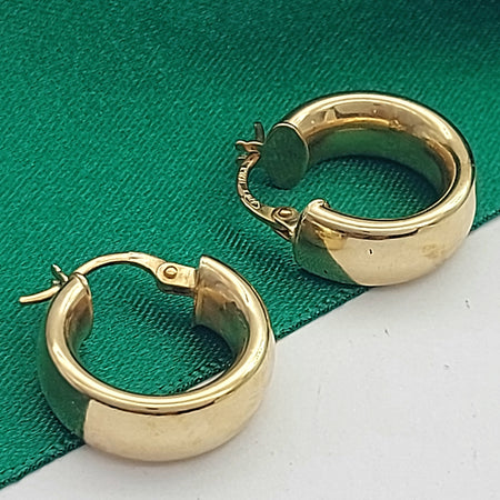 Ladies Italian Yellow Gold 9ct (375, 9K) Smooth Plain Round Thick Hoops