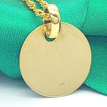Load image into Gallery viewer, Unisex Yellow Gold 9ct (375, 9K) High Quality Engravable Circle Tag Pendant
