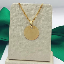 Load image into Gallery viewer, Unisex Yellow Gold 9ct (375, 9K) High Quality Engravable Circle Tag Pendant
