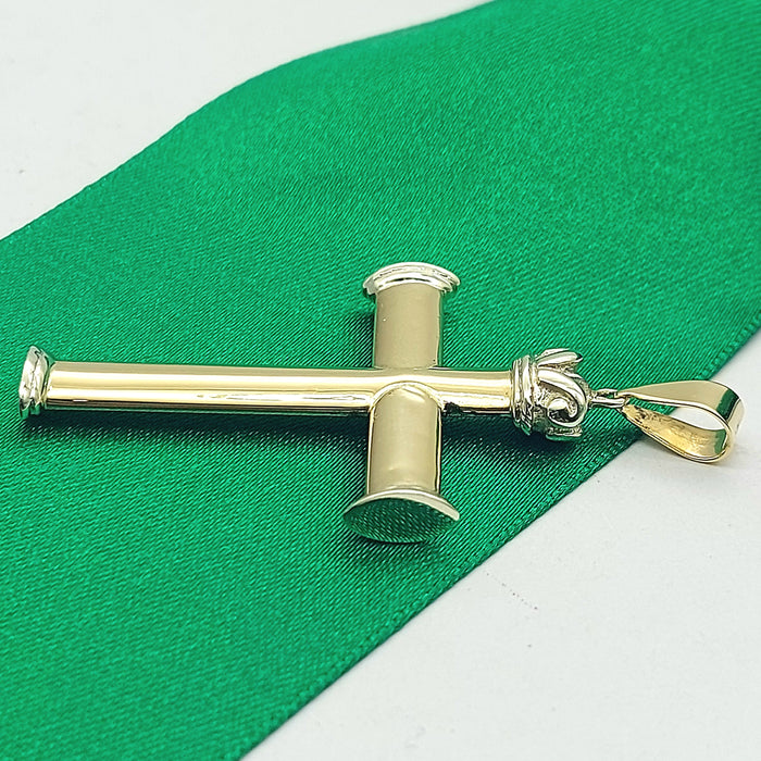 Unisex Two-Tone Gold 9ct (375, 9K) High Quality Large Crown Cross Pendant