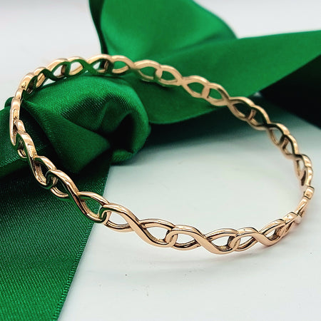Ladies Rose Gold 9ct (375, 9K) High Quality Solid Round Infinity Style Bangle