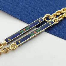 Load image into Gallery viewer, Ladies Yellow Gold 18ct(750,18K) Rare Antique Blue Floral Enamel Tassel Necklace
