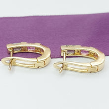 Load image into Gallery viewer, Ladies Yellow Gold 18ct (750, 18k) Multi-Colour Sapphire &amp; Diamond Huggies
