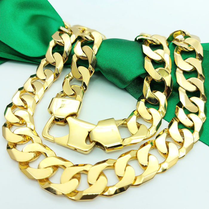 Unisex Yellow Gold 10ct (417, 10K) High Quality MHJ Solid Heavy Curbed Chain