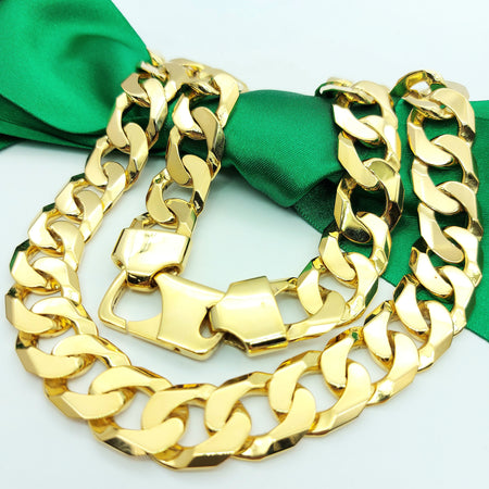Unisex Yellow Gold 10ct (417, 10K) High Quality MHJ Solid Heavy Curbed Chain