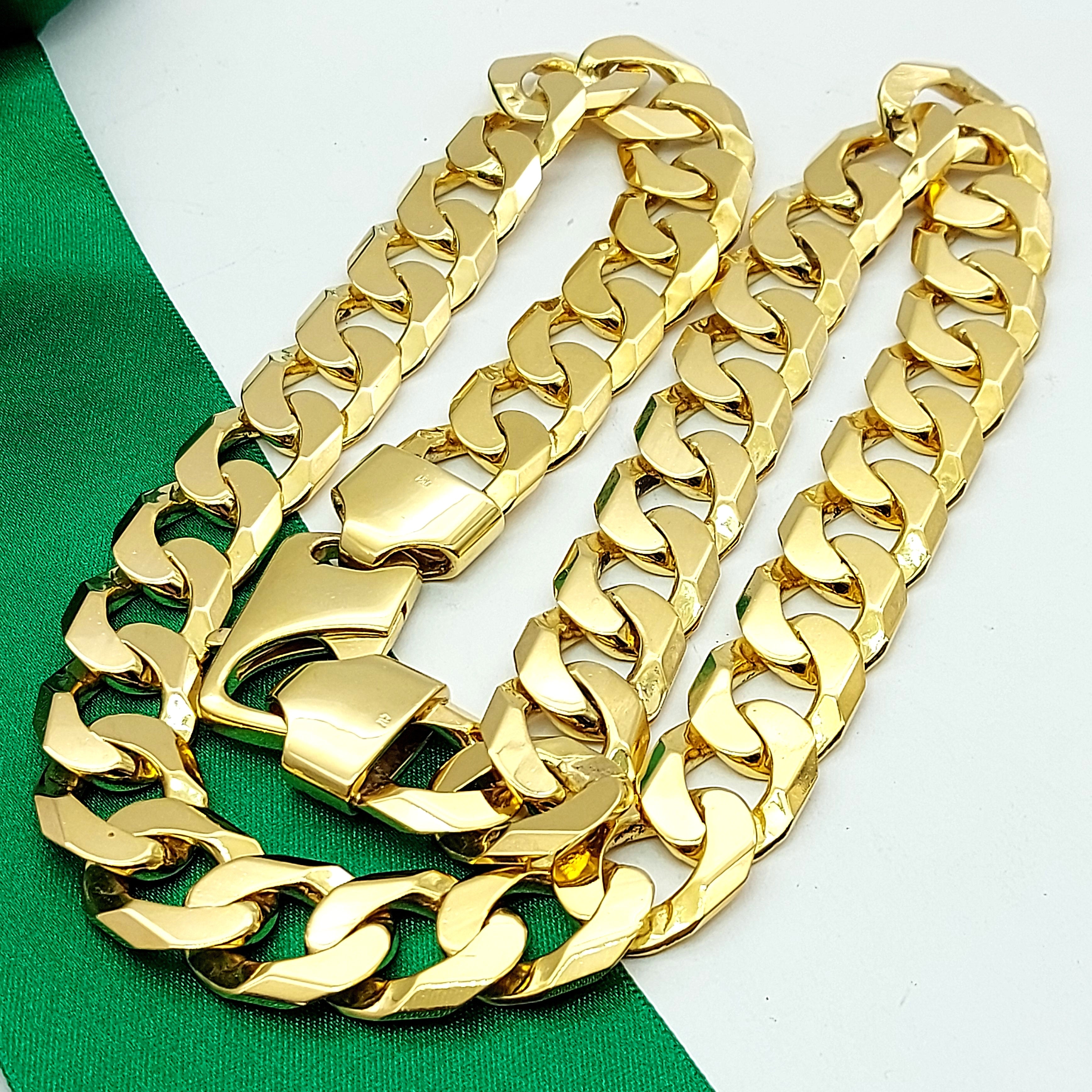 Unisex Yellow Gold 10ct (417, 10K) High Quality MHJ Solid Heavy Curbed Chain