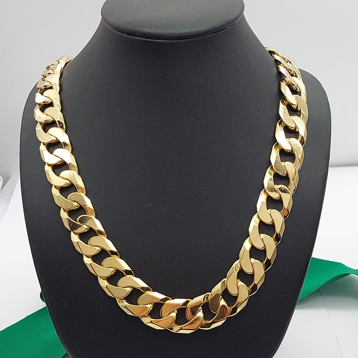 Unisex Yellow Gold 10ct (417, 10K) High Quality MHJ Solid Heavy Curbed Chain