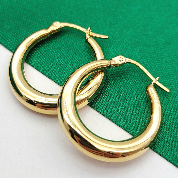 Ladies Italian Yellow Gold 9ct (375, 9K) Plain Graduating Hoops
