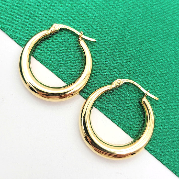 Ladies Italian Yellow Gold 9ct (375, 9K) Plain Graduating Hoops
