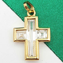 Load image into Gallery viewer, Ladies Yellow Gold 9ct (375, 9K) Rare Diamantes See-Through Cross Pendant

