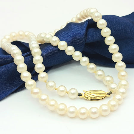Ladies Yellow Gold 9ct (375, 9K) Vintage Style 77x Freshwater Pearls Necklace