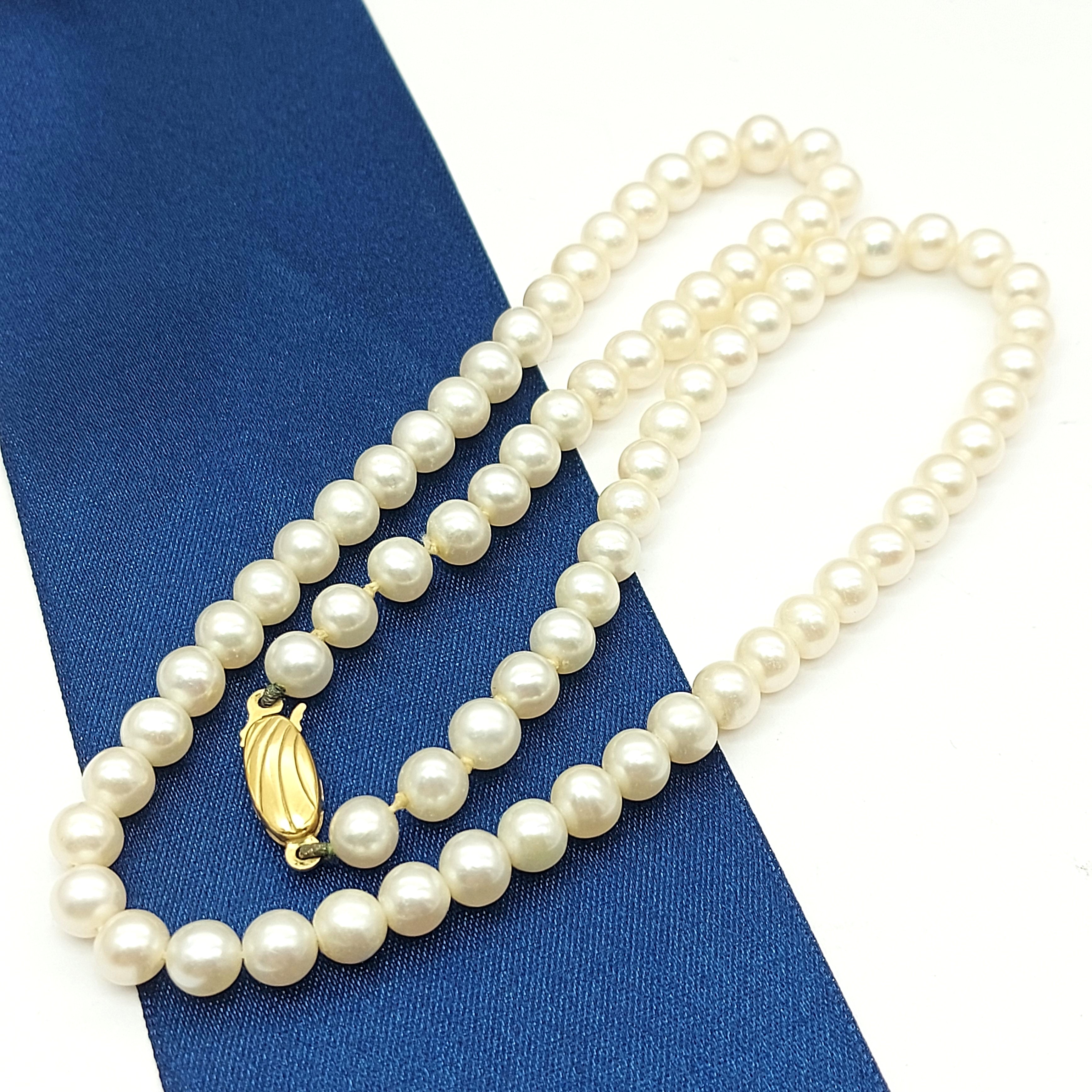 Ladies Yellow Gold 9ct (375, 9K) Vintage Style 77x Freshwater Pearls Necklace