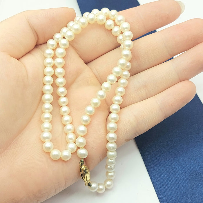 Ladies Yellow Gold 9ct (375, 9K) Vintage Style 77x Freshwater Pearls Necklace