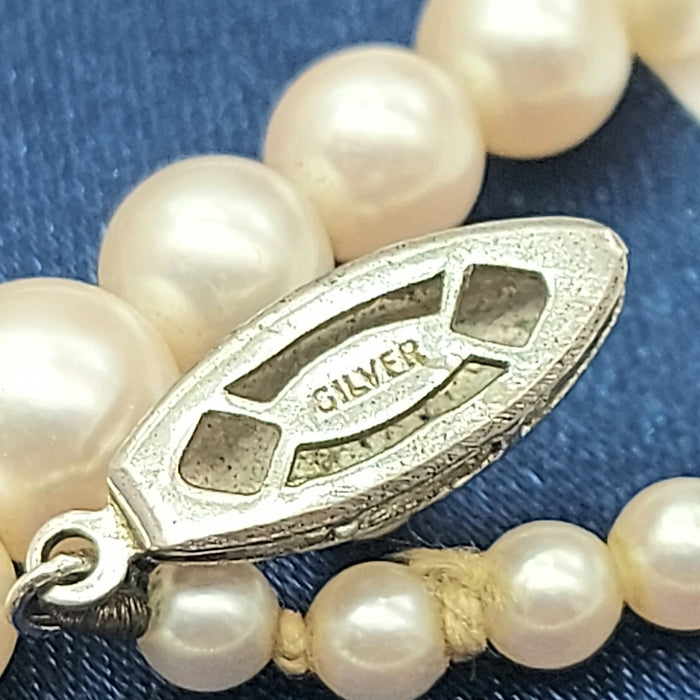 Rare Vintage Artisan Graduating Freshwater Pearls Silver Clasp Necklace