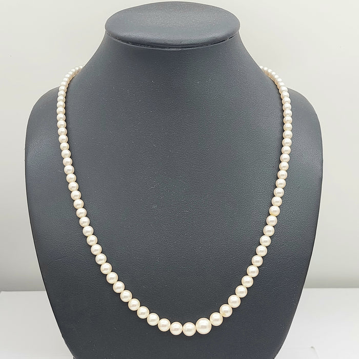 Rare Vintage Artisan Graduating Freshwater Pearls Silver Clasp Necklace