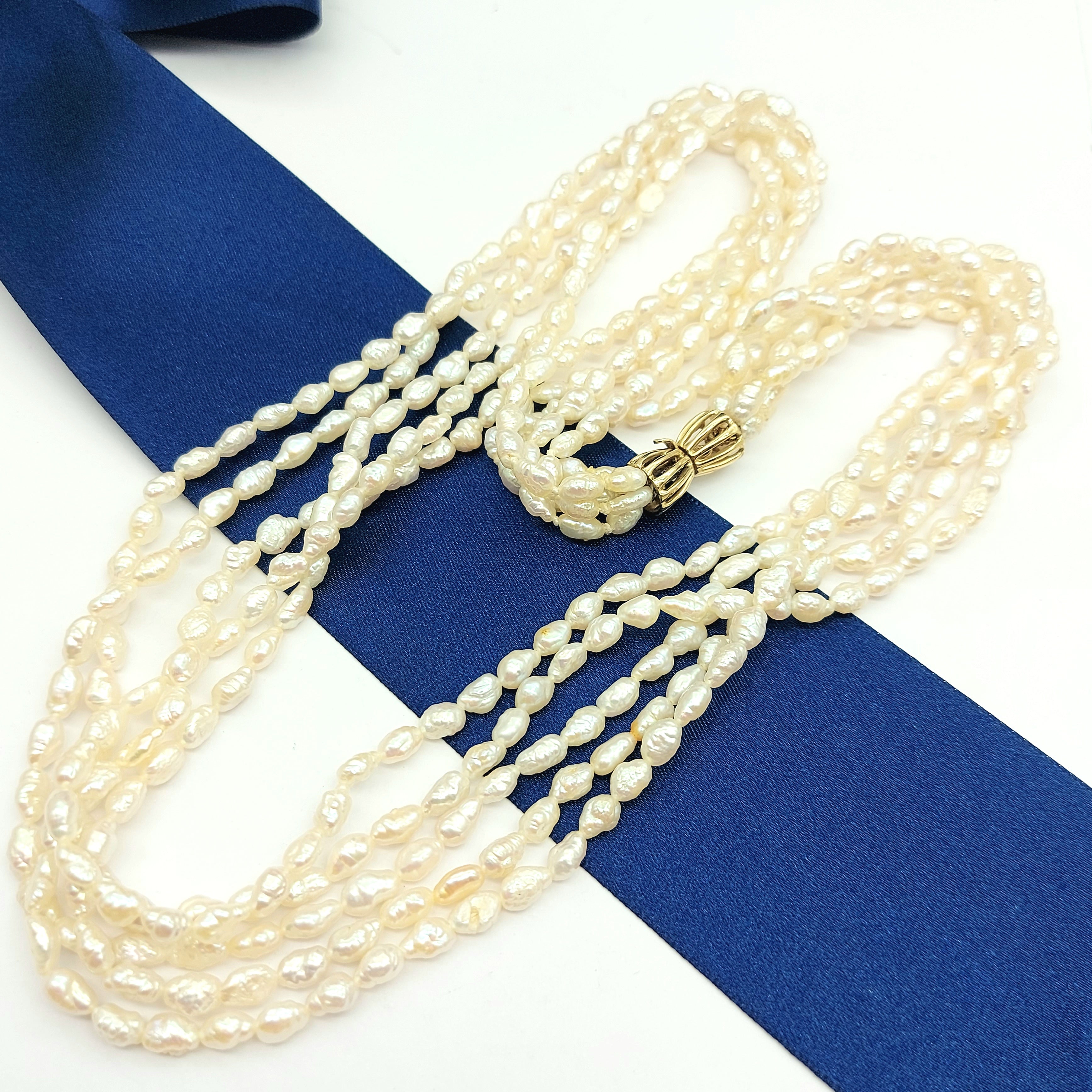 Ladies Yellow Gold 14ct(585,14K) High Quality Freshwater Pearls Layered Necklace