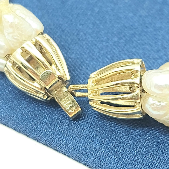 Ladies Yellow Gold 14ct(585,14K) High Quality Freshwater Pearls Layered Necklace